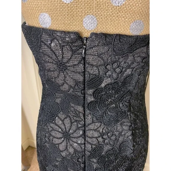 Badgley Mischka Womens Karmin Gown Dress Black Lace Overlay Sequined Gown Sz 8 - Picture 8 of 15